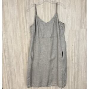 Eileen Fisher Dress Medium Twinkle Linen Blend Silver Shimmer Spaghetti Strap